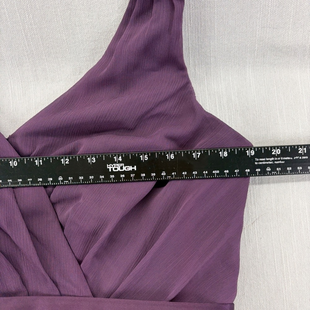 White by Vera Wang Gown Chiffon Plum Purple Solid Ruffle Size 14 VW360189 - Picture 6 of 9